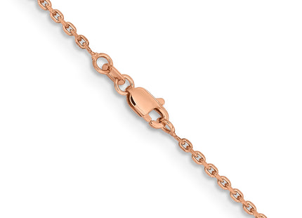 14K Rose Gold Diamond-cut Cable with Lobster Clasp Chain, 16 x 1.8mm