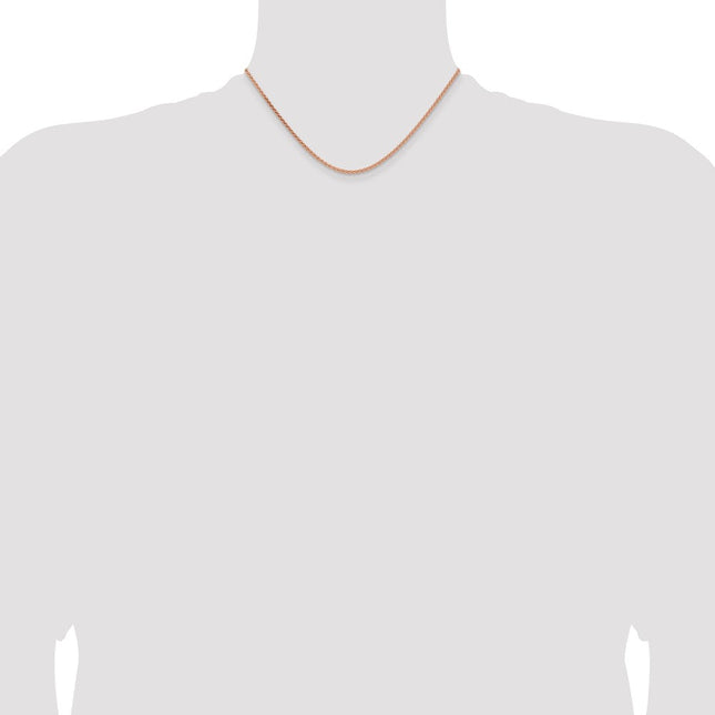 14K Rose Gold Solid Polished Spiga with Lobster Clasp Chain, 16 x 2.1mm