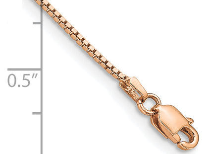 14K Rose Gold Box Link with Lobster Clasp Bracelet, 7 x 0.95mm