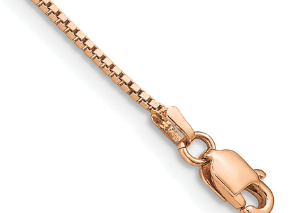 14K Rose Gold Box Link with Lobster Clasp Bracelet, 7 x 0.95mm