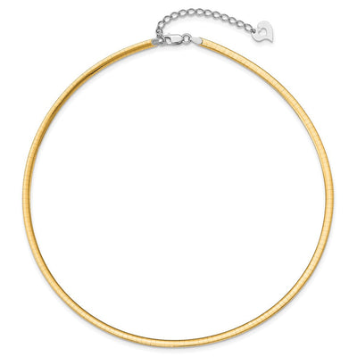 Sterling Silver Gold-pltd Reversible w/2in ext Cubetto Chain, 18 x 3mm