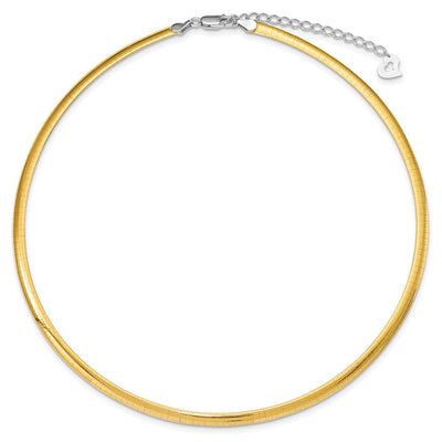 Sterling Silver Gold-plated Reversible w/2in ext Cubetto Chain, 18 x 4mm