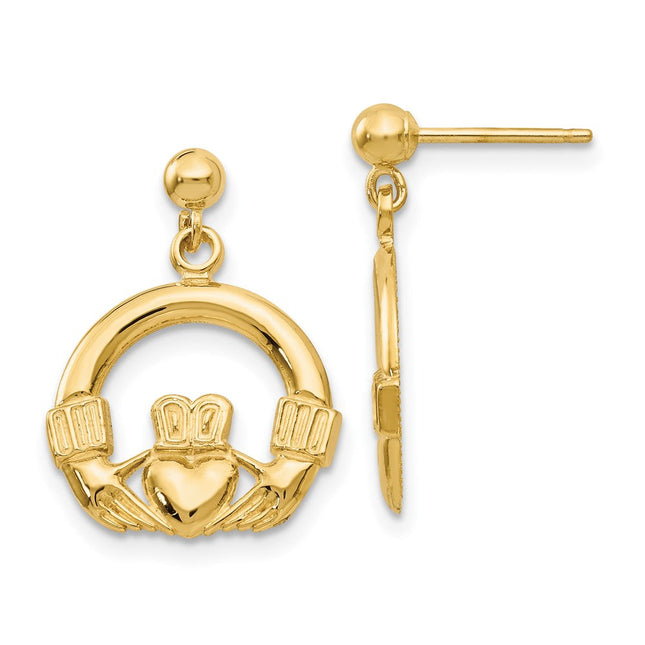 14K Polished J-Hoop Earrings, 24 x 6.5mm