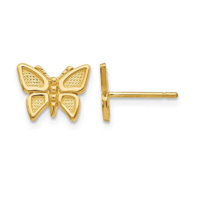 14k Polished Butterfly Post Earrings, 7 x 9mm