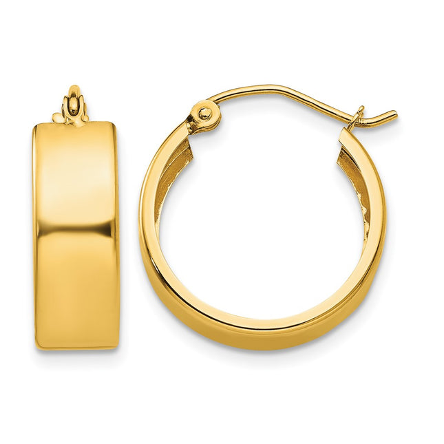 14K Hoop Earrings, 13 x 5mm