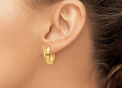 14K Polished J-Hoop Earrings, 24 x 6.5mm