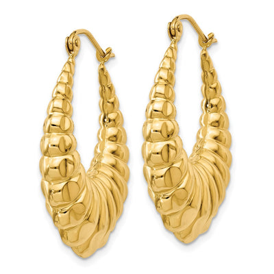 14K Polished Scalloped Hollow Hoop Earrings