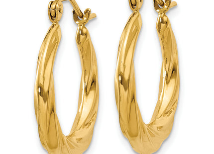 14k Polished Twisted Hollow Hoop Earrings