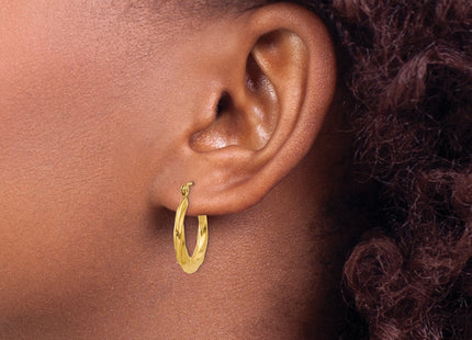 14k Polished Twisted Hollow Hoop Earrings