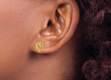 14K gold heart earrings, another view
