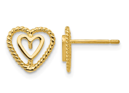 14K gold heart earrings
