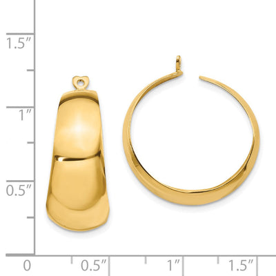 14K Polished Hoop Earring Jackets, 28 x 11mm