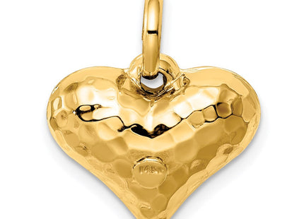 14K Polished and Hammered 3-D Heart Pendant (Style S1449)