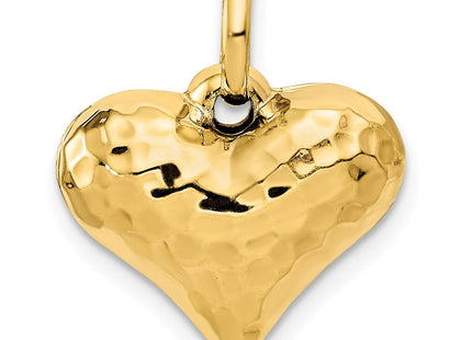 14K Polished and Hammered 3-D Heart Pendant (Style S1449)