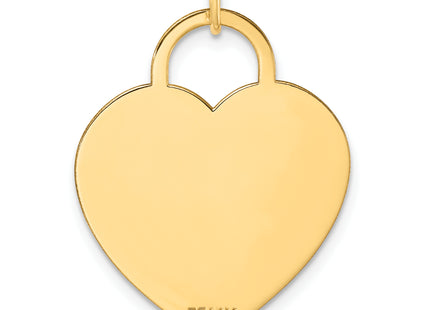 14K Polished Heart Shaped Disc Pendant, 35 x 22mm