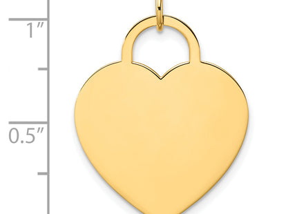 14K Polished Heart Shaped Disc Pendant, 35 x 22mm