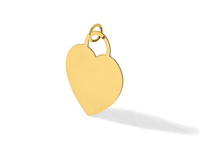 14K Polished Heart Shaped Disc Pendant, 35 x 22mm