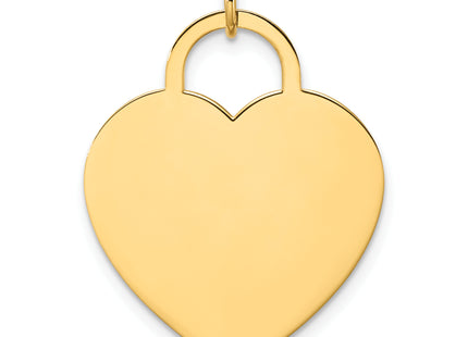 14K Polished Heart Shaped Disc Pendant, 35 x 22mm