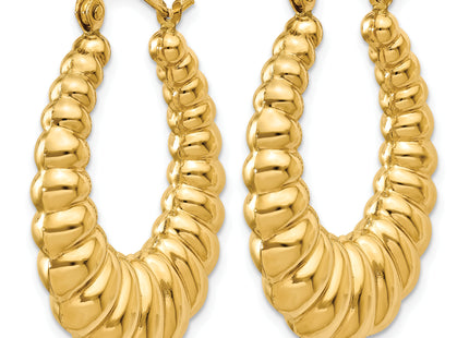 14k Polished Scalloped Hoop Earrings