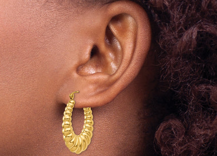 14k Polished Scalloped Hoop Earrings