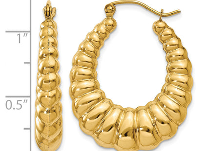 14k Polished Scalloped Hoop Earrings