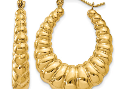 14k Polished Scalloped Hoop Earrings