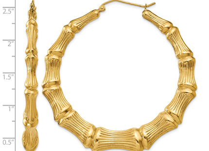 14k Polished Bamboo Hoop Earrings, 55 x 6.75mm