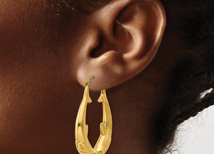 14k Polished Dolphin Hoop Earrings, 39 x 6mm