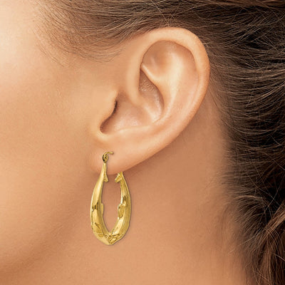 14K Polished Dolphin Hoop Earrings, 33 x 4.5mm