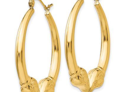 14k Polished Ram Hoop Earrings, 35.75 x 5mm