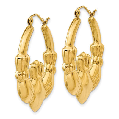 14K Polished Ram Hoop Earrings, 35.75 x 5mm