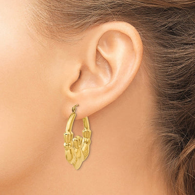 14K Polished Ram Hoop Earrings, 35.75 x 5mm