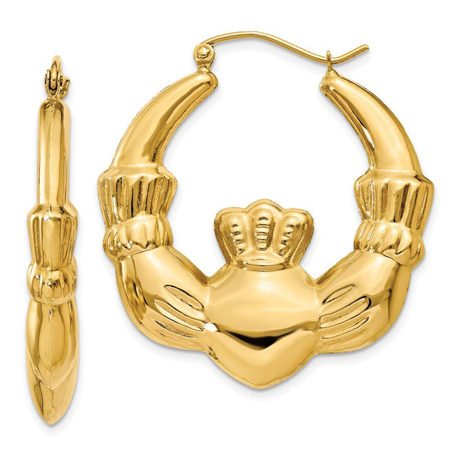 14k Polished Ram Hoop Earrings, 35.75 x 5mm
