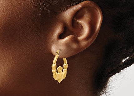 14k Polished Claddagh Hoop Earrings, 25.75 x 4mm