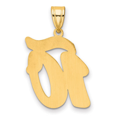 14K Brushed Border Script Number 10 Pendant