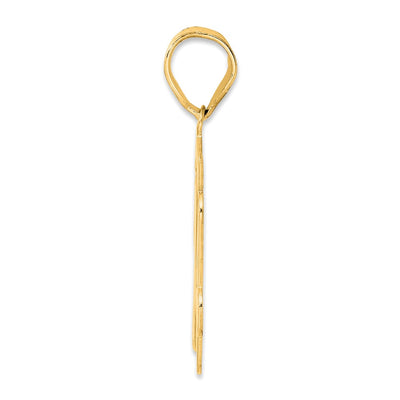 14K Brushed Border Script Number 14 Pendant