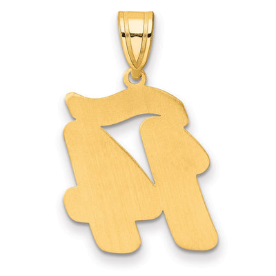 14K Brushed Border Script Number 14 Pendant