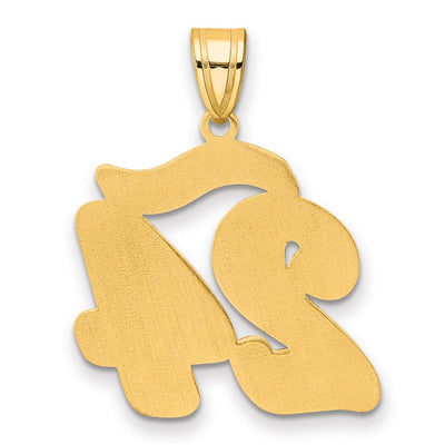 14K Brushed Border Script Number 24 Pendant