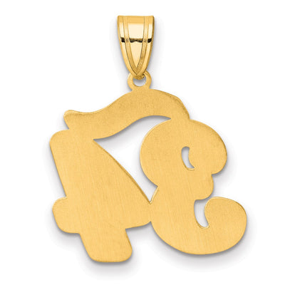 14K Brushed Border Script Number 34 Pendant