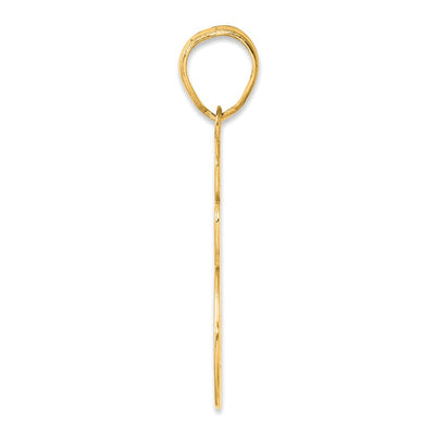 14K Brushed Border Script Number 35 Pendant