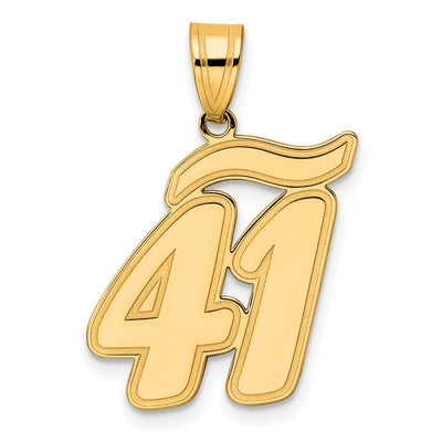 14K Brushed Border Script Number 41 Pendant