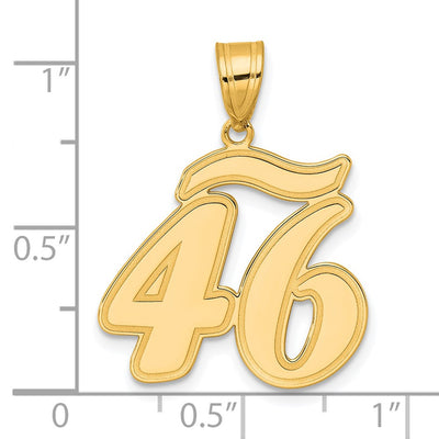 14K Brushed Border Script Number 46 Pendant