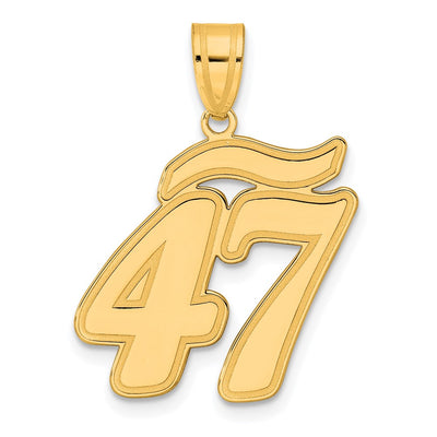 14K Brushed Border Script Number 47 Pendant