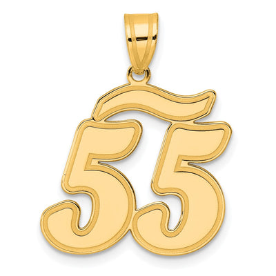 14K Brushed Border Script Number 55 Pendant