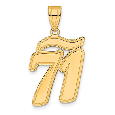 14K Brushed Border Script Number 71 Pendant
