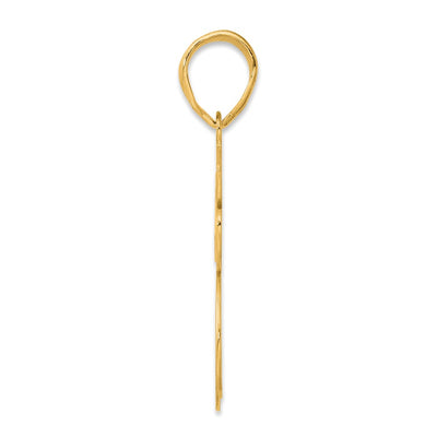 14K Brushed Border Script Number 75 Pendant