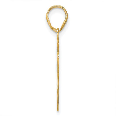 14K Brushed Border Script Number 76 Pendant