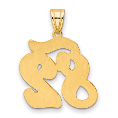 14K Brushed Border Script Number 82 Pendant