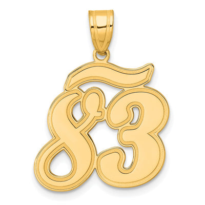 14K Brushed Border Script Number 83 Pendant