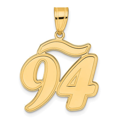 14K Brushed Border Script Number 94 Pendant